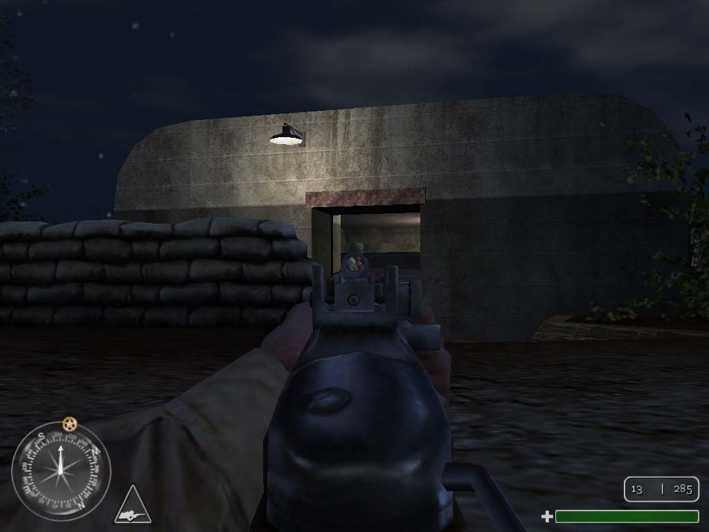 Call of Duty (Windows) screenshot: Aimed Head-shot on a German soldier