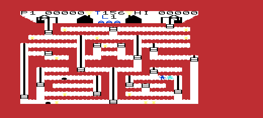 Mine Madness (VIC-20) screenshot: What's a pretty girl like you doing in a place like this?