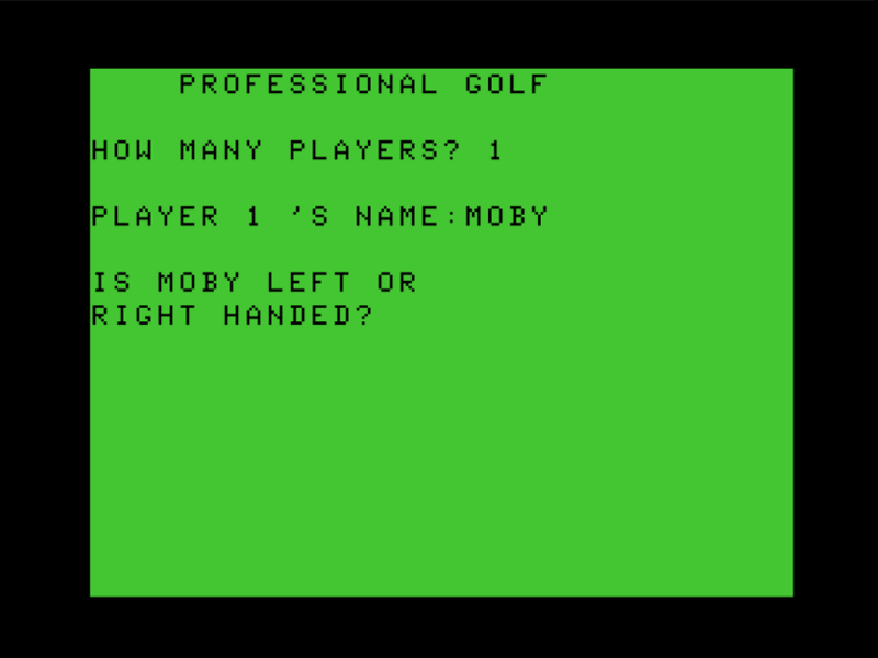 Screenshot of Pro Golf (TRS80 CoCo, 1984) MobyGames