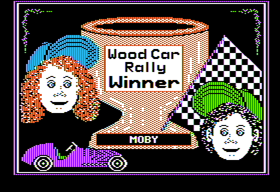 Wood Car Rally (Apple II) screenshot: Winner!