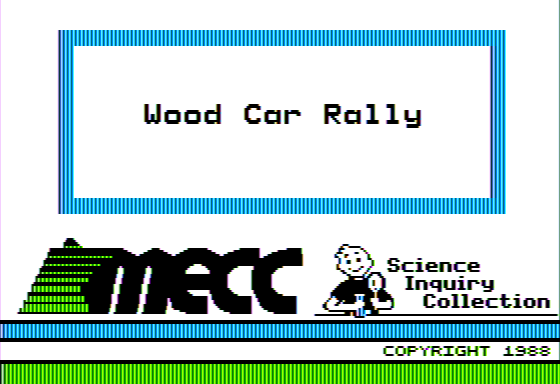 Wood Car Rally (Apple II) screenshot: Title Screen