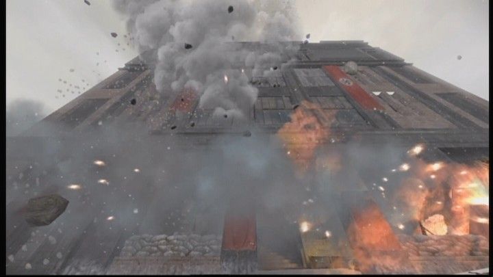 Call of Duty 2 (Xbox 360) screenshot: Opening cinematic shows various in-game elements you'll come across in your campaign.