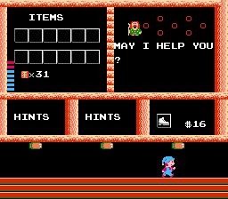 Milon's Secret Castle (NES) screenshot: The store