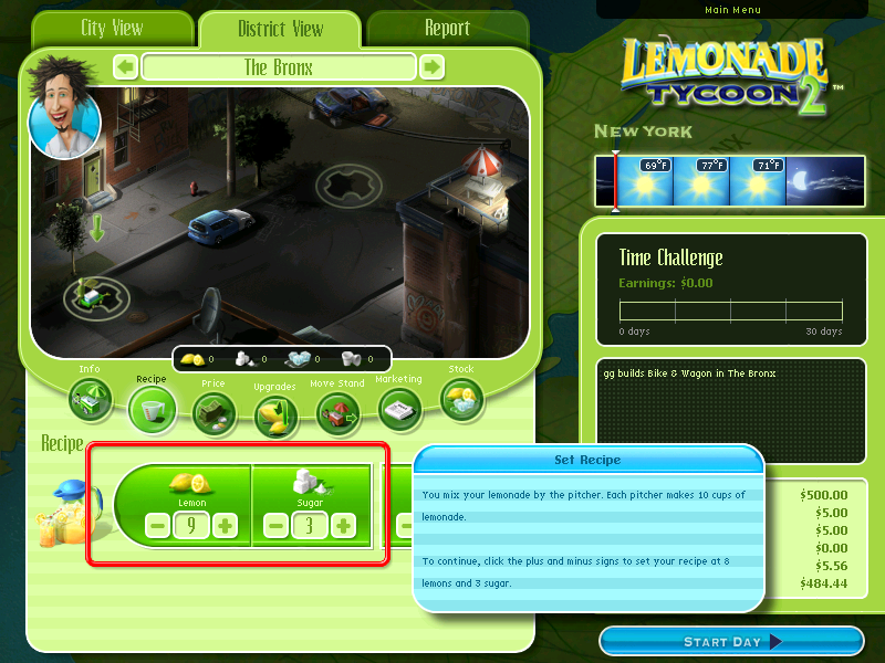 Screenshot of Lemonade Tycoon 2 New York Edition (Windows, 2004