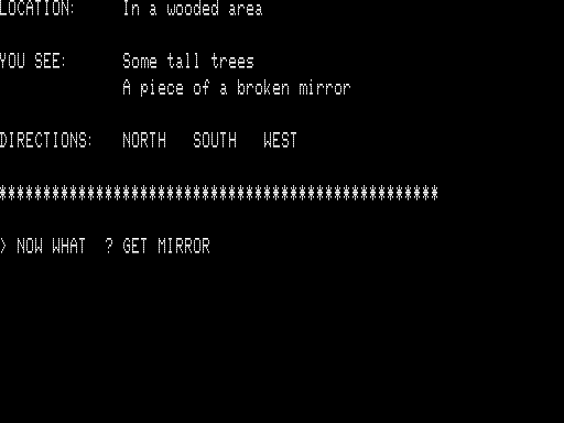 Island Adventure (TRS-80) screenshot: Exploring the Forest