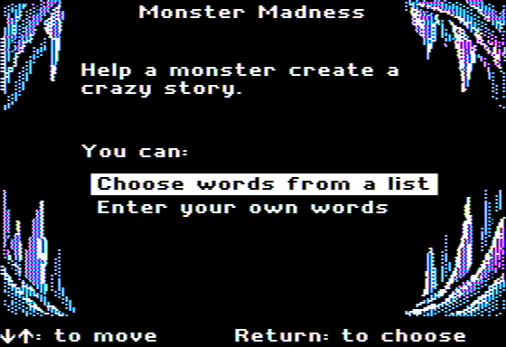 Grammar Monsters (Apple II) screenshot: Monster Madness