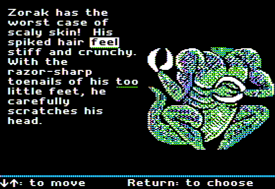 Grammar Monsters (Apple II) screenshot: Correcting Grammar Errors