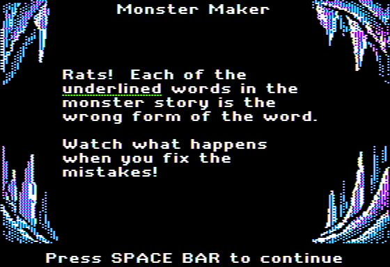 Grammar Monsters (Apple II) screenshot: Monster Maker