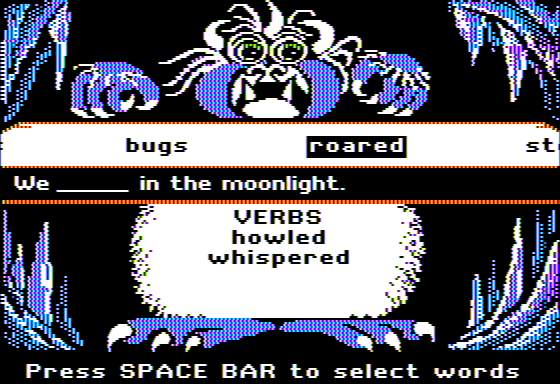Grammar Monsters (Apple II) screenshot: Monster Munch