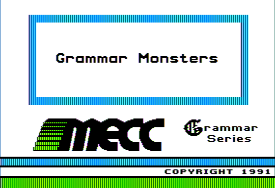 Grammar Monsters (Apple II) screenshot: Title Screen