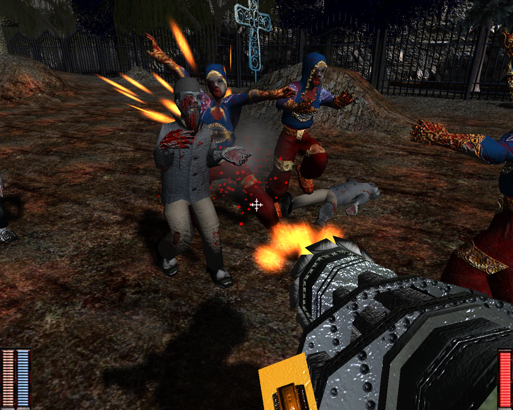 Cemetery Warrior (Windows) screenshot: More carnage with the machine gun.