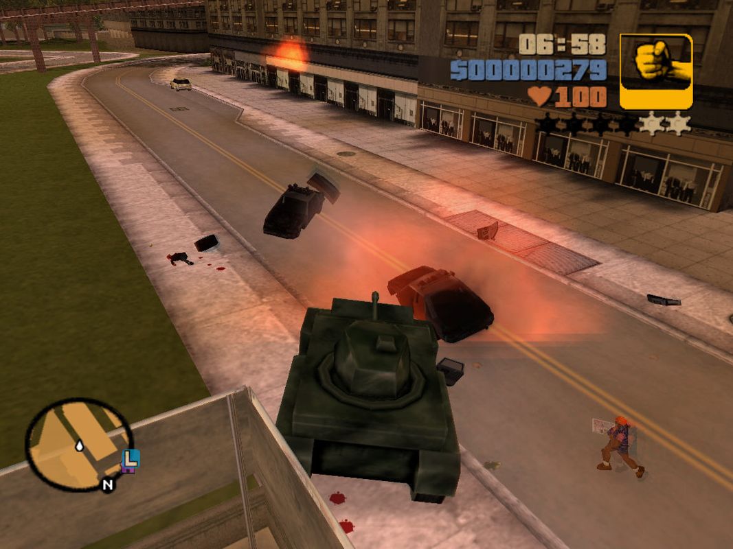 Grand Theft Auto III (Windows) screenshot: police had no chance vs tank
