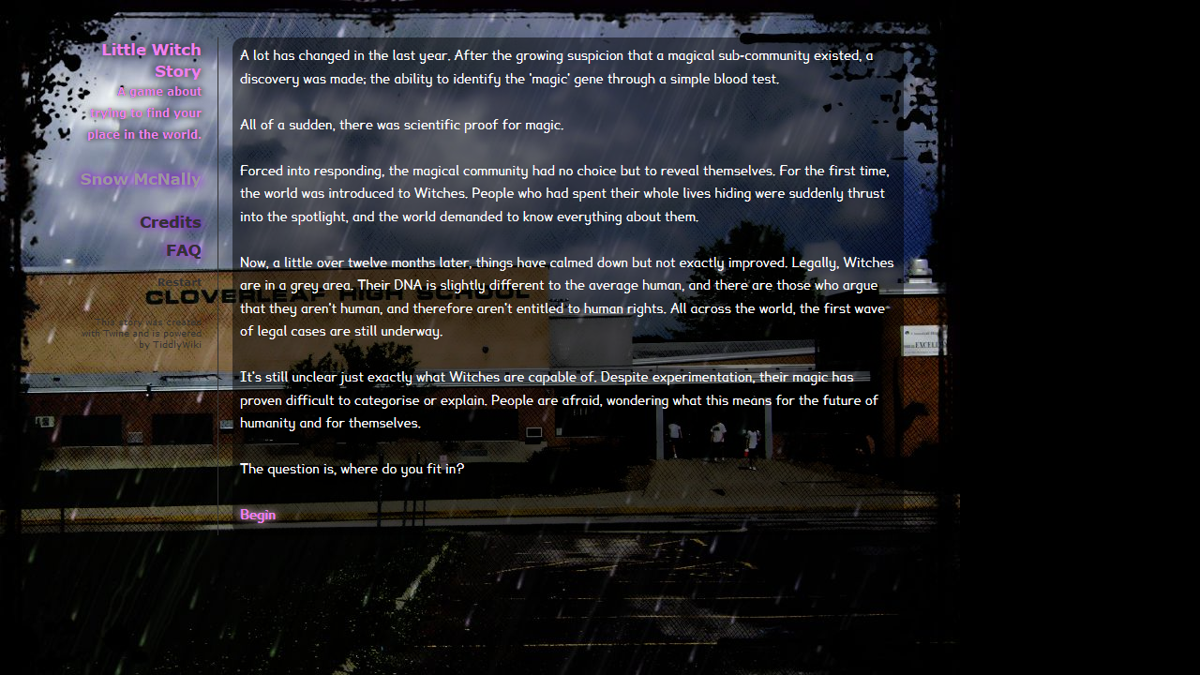 Little Witch Story (Browser) screenshot: The backstory.