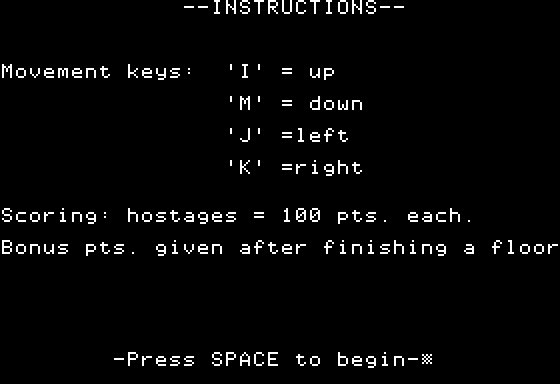 Crisis (Apple II) screenshot: Instructions