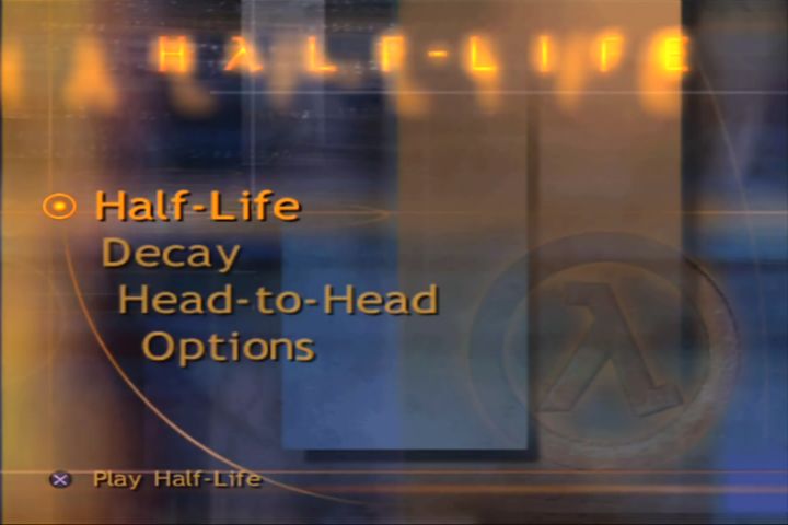 Half-Life (PlayStation 2) screenshot: Main menu.
