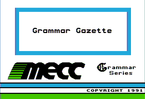 Grammar Gazette (Apple II) screenshot: Title Screen