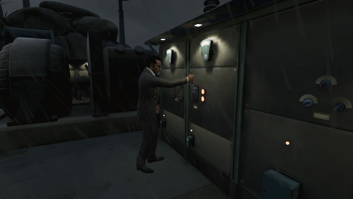 The Invisible Hours (PlayStation 4) screenshot: The butler is messing with the power generator (TV mode)