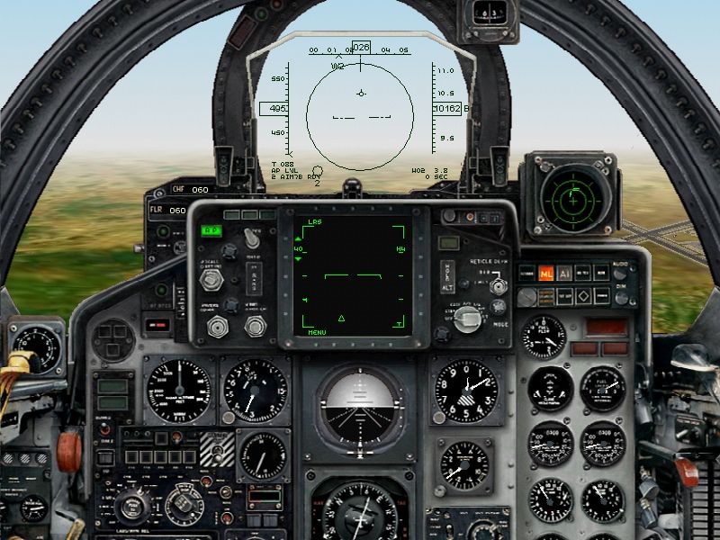 Jane's Combat Simulations: USAF - United States Air Force (Windows) screenshot: 1960's technology in the F-4 Phantom II cockpit.