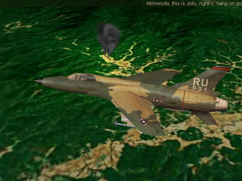 Jane's Combat Simulations: USAF - United States Air Force (Windows) screenshot: The F-105D Thunderchief over Vietnam