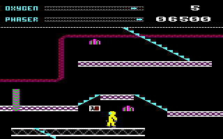 Argo Navis (Amstrad CPC) screenshot: Just used a teleporter from the top of the screen.