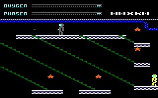 Argo Navis (Amstrad CPC) screenshot: Collect the stars for extra points.