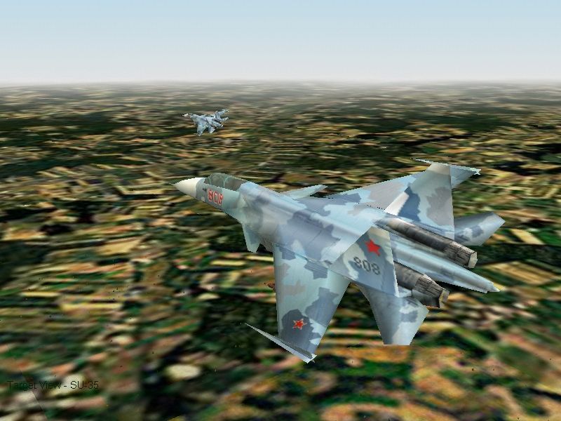 Jane's Combat Simulations: USAF - United States Air Force (Windows) screenshot: Two Su-35 over Germany.