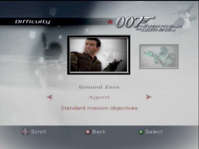 007: Everything or Nothing (Xbox) screenshot: Mission selection