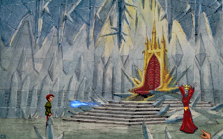 Curse of Enchantia (DOS) screenshot: Dodging the ice queen's spells.
