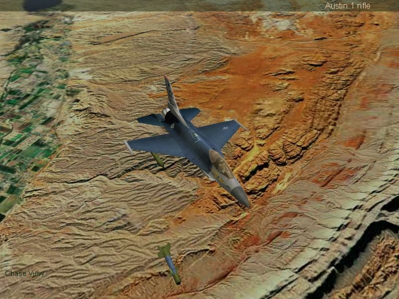 Jane's Combat Simulations: USAF - United States Air Force (Windows) screenshot: This F-16C dropped an AGM-130 TV-guided missile.