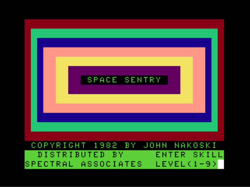 Screenshot of Space Sentry (TRS-80 CoCo, 1982) - MobyGames