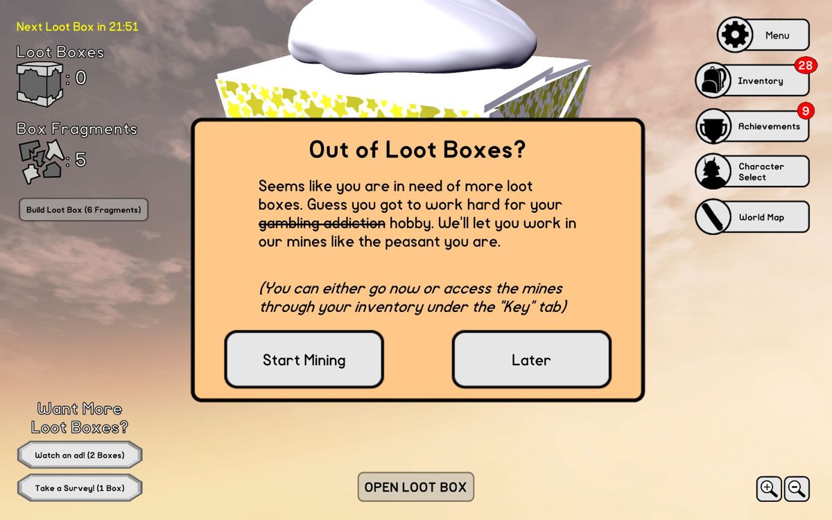 Screenshot of Loot Box Simulator (Windows, 2018) - MobyGames