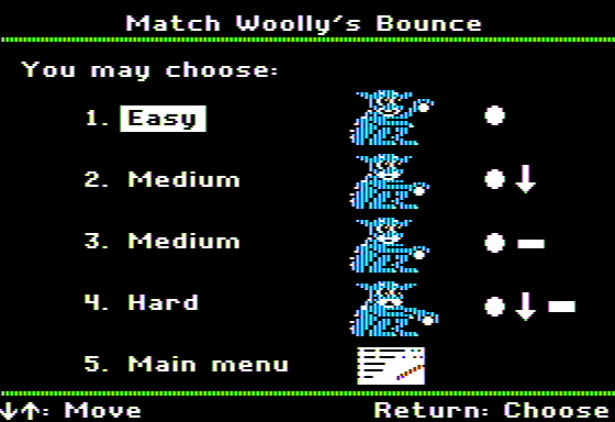Woolly Bounce (Apple II) screenshot: Choose Difficulty