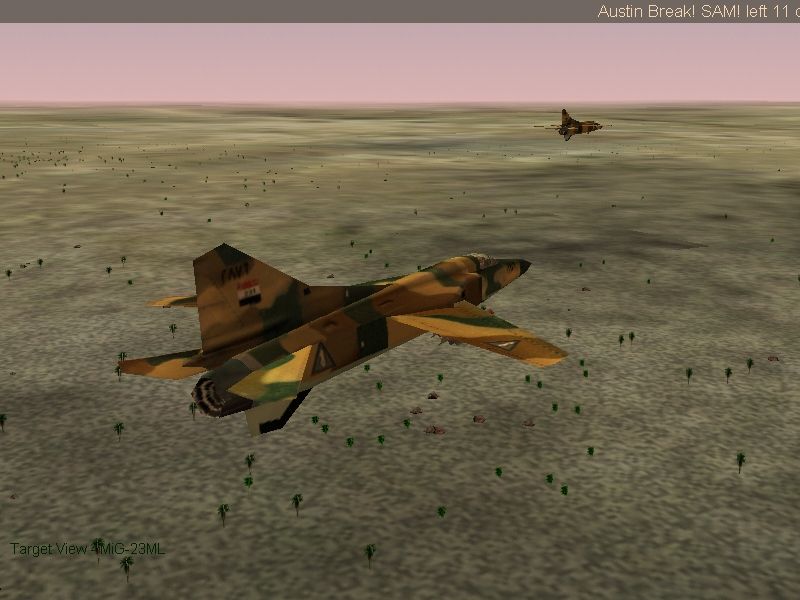 Jane's Combat Simulations: USAF - United States Air Force (Windows) screenshot: Two MiG-23ML Flogger of the Iraqi Air Force