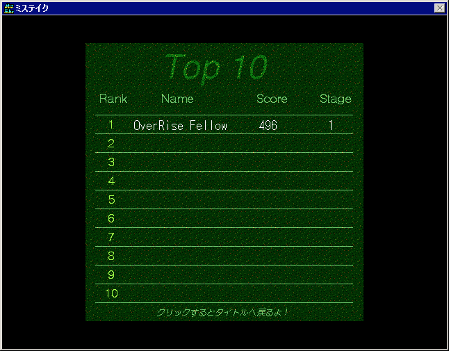 Mistake (Windows) screenshot: High score list.