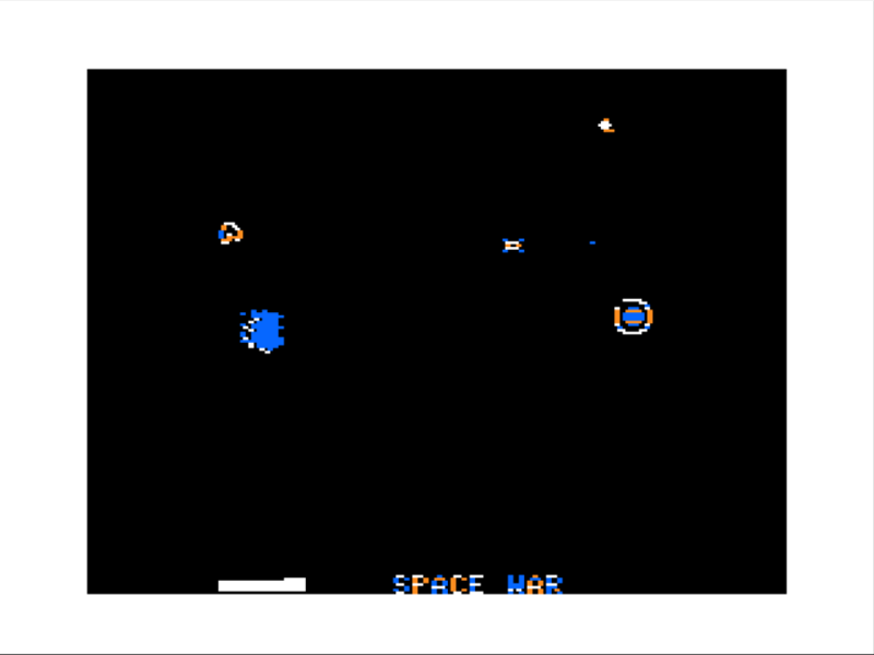 Space War (TRS-80 CoCo) screenshot: A Space Mine Decloaks