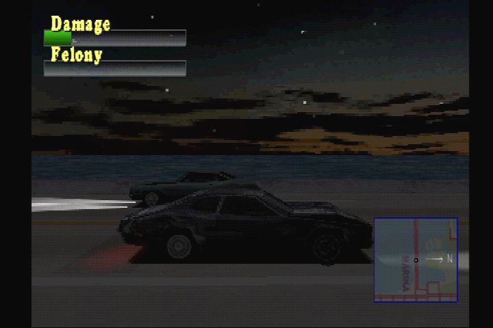Driver (PlayStation) screenshot: Miami at night.