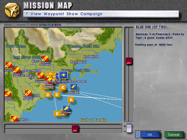 Jane's Combat Simulations: USNF'97 - U.S. Navy Fighters (Windows) screenshot: Tactical map