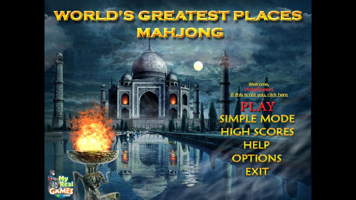 World's Greatest Places Mahjong (Windows) screenshot: The game's title screen after the player id has been entered/confirmed