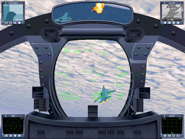 Jane's Combat Simulations: USNF'97 - U.S. Navy Fighters (Windows) screenshot: F14 cockpit