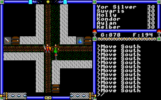 Dragon Engine (DOS) screenshot: Meet a passer-by in the town street.