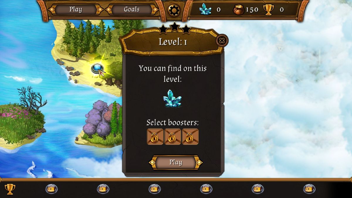 The Far Kingdoms: Forgotten Relics (Windows) screenshot: Progress is mad by completing levels which are mainly hands of cards with the occasional hidden object puzzle. Progress is marked on the in-game map