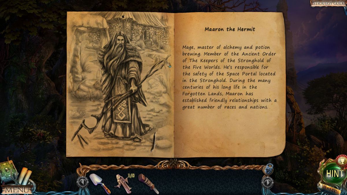 Lost Lands: The Four Horsemen (Collector's Edition) (Windows) screenshot: There are manuscript pieces to collect plus many other items<br><br>Demo version