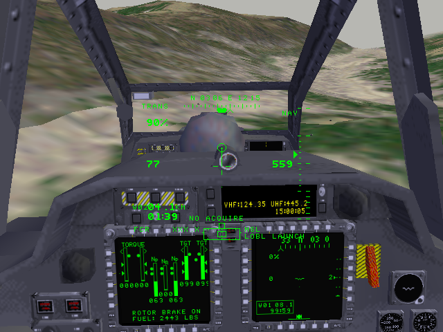 Jane's Combat Simulations: Longbow 2 (Windows) screenshot: 3D cockpit view.