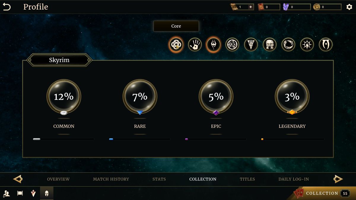 The Elder Scrolls: Legends - Heroes of Skyrim (Windows) screenshot: This graphic shows how well we are building our card deck