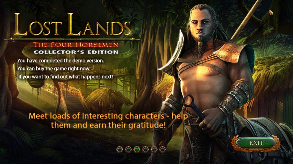 Lost Lands: The Four Horsemen (Collector's Edition) (Windows) screenshot: Game Over! This is the third of six promotional end of game screens<br><br>Demo version