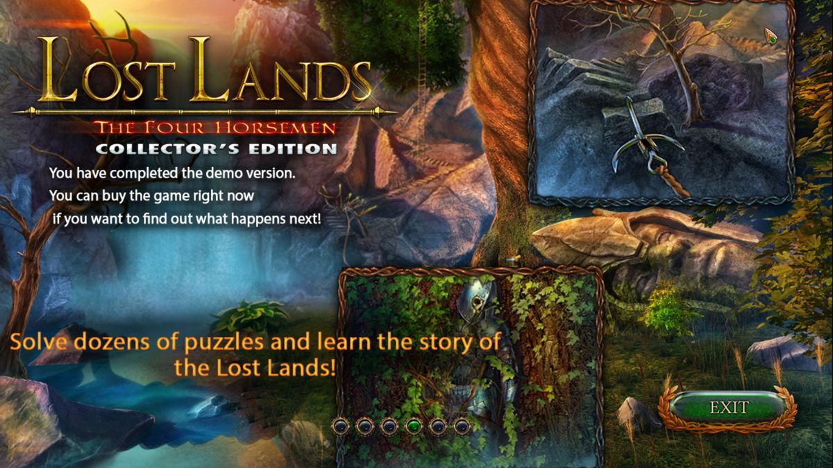 Lost Lands: The Four Horsemen (Collector's Edition) (Windows) screenshot: Game Over! This is the fourth of six promotional end of game screens<br><br>Demo version