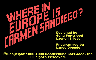 Where in Europe is Carmen Sandiego? (DOS) screenshot: Title screen (CGA)