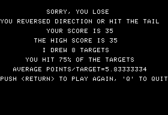 White Lightning (Apple II) screenshot: Final Score