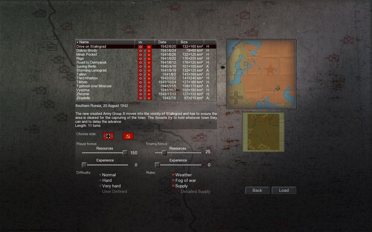 Germany at War: Barbarossa 1941 (Windows) screenshot: scenariolist