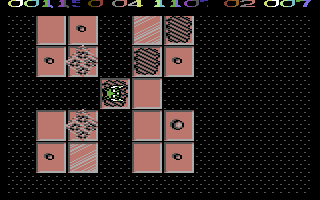 Bombuzal (Commodore 64) screenshot: Some bombs exploding in 2D mode